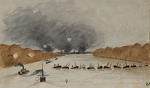 Painting, Battle of New Bern, by Herbert Eugene Valentine