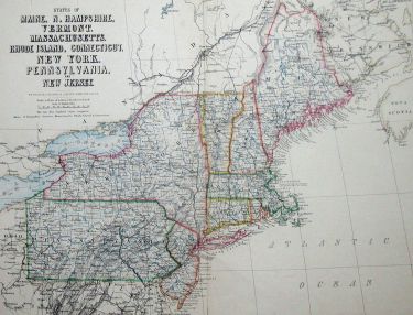 Civl War Era Map of the U.S. Northeast