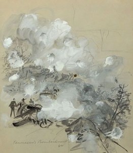 "Kennesaw's Bombardment, 64", sketch by war correspondent Alfred Waud, digitally restored.